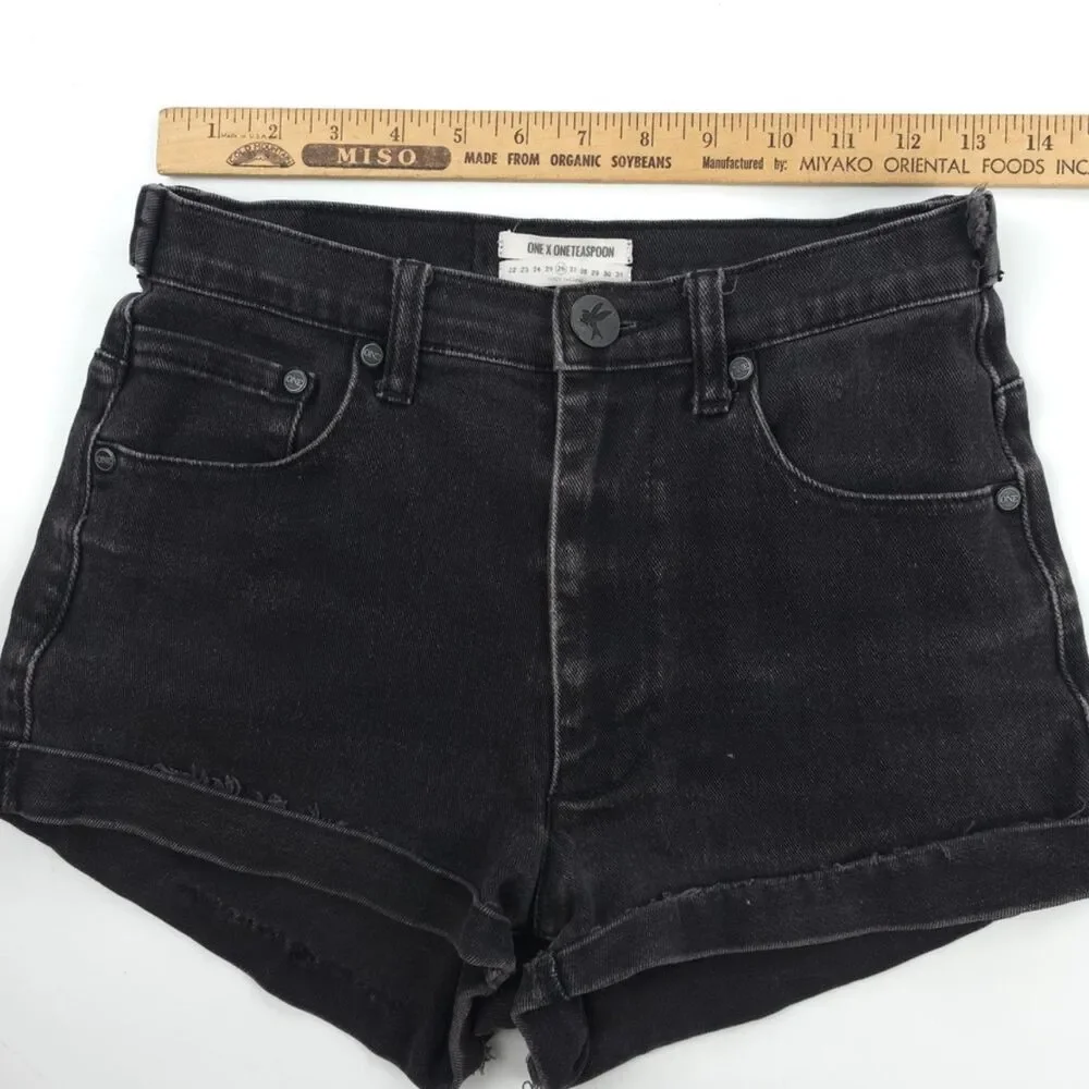 ONE TEASPOON Harlets High Rise Twisted Cuff Hem Shorts Beachy Boho VSCO Grunge